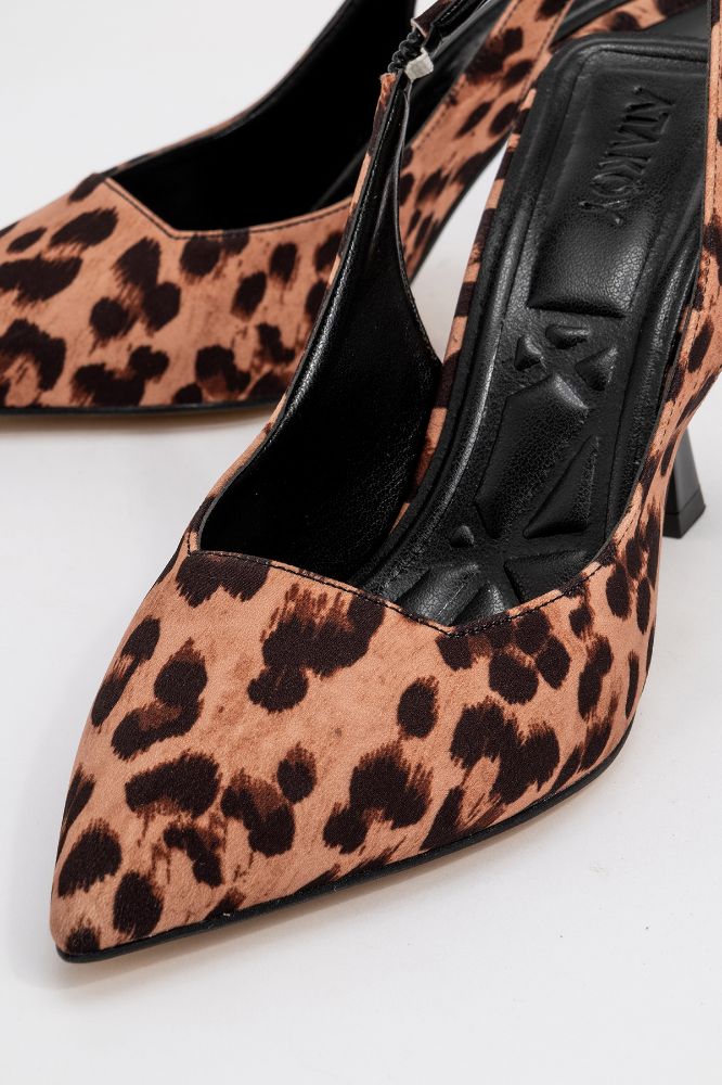 Kadın Sivri Burun Arkası Açık Stiletto LEOPAR ERC242809 resmi